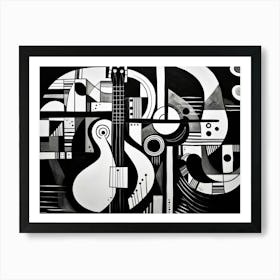 Music Abstract Black And White 7 Art Print