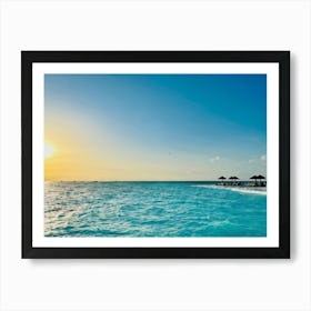 Relax Ocean Glow Earth Horizon Idylli Light Calm Dawn Paradise Sunrise Splash Banner At (15) Art Print