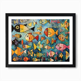 Hunzinator School Of Platy Picasso Style Art Covering The Whole 52ea32c5 5d56 4848 8853 39a77828fa38 Art Print