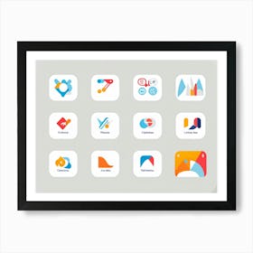 Abstract Vector Icons Set For A Modern Web Navigation Interface Incorporating Minimalist Design Sc (5) Art Print