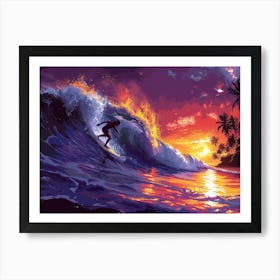 Surfer At Sunset Art Print