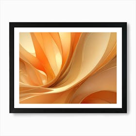 Abstract, Flowing, Wave Like Patterns In Shades Of Orange And Yellow, Creating A Smooth And Dynamic Design Art Print