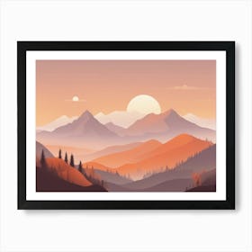 Misty mountains horizontal background in orange tone 69 Art Print