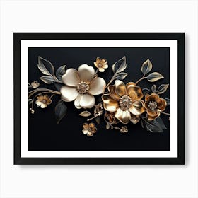 Gold Flowers 33 Poster