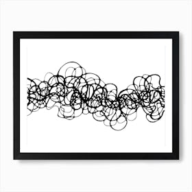 Abstract wavy line composition / Hand Drawn / Black&White Art Print