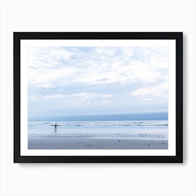 Lone Surfer In The Blue Hour On The Beach Of Zandvoort Art Print