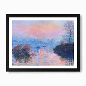 Claude Monet French Painting "Sunset on the Seine at Lavacourt Winter Effect" Paris 1880 HD Art Print