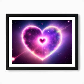 A Colorful Glowing Heart On A Dark Background Horizontal Composition 11 Art Print