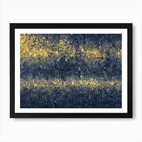 Abstract Background With A Repeating Pattern Of Small, Uneven, Squares In Shades Of Gray And Yellow Art Print