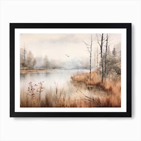 A Painting Of A Lake In Autumn 22 Art Print