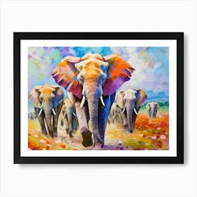 Elephants In The Wild Art Print