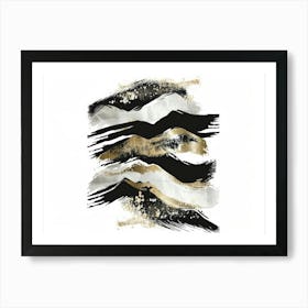 Black And Gold Mountains Art Print