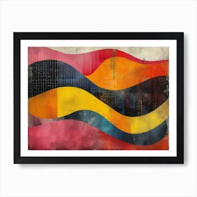 RetroRiso Revival: Embracing Analog Charm in Modern Design:Abstract Waves Art Print