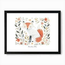 Little Floral Arctic Fox 1 Poster Art Print