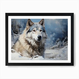 Siberian Husky In The Snow Art Print