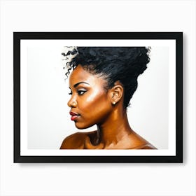 Side Profile Of Beautiful Woman Oil Painting 191 Art Print