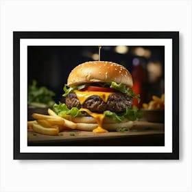 Classic Hamburger With Fries Art Print