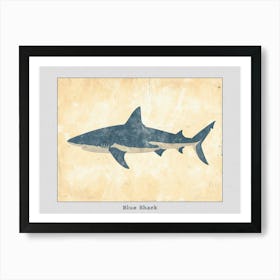 Blue Shark Grey Silhouette 7 Poster Art Print