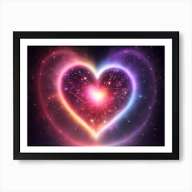 A Colorful Glowing Heart On A Dark Background Horizontal Composition 52 Art Print