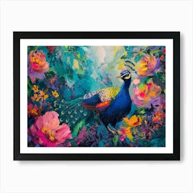 Peacock In The Garden 1 Art Print