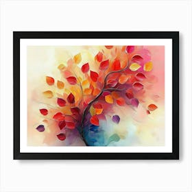 Vibrant Tree with Colorful Leaves 3d Abstract Painting Art Print