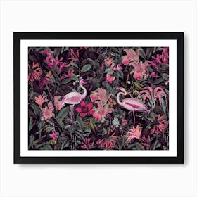 Flamingo Jungle Night Art Print