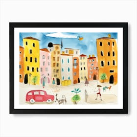 Florence Italy Cute Watercolour Illustration 6 Art Print