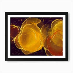 Golden Ink Swirls Art Print