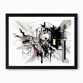 Chromatic Fusion Abstract Black And White 3 Art Print