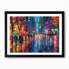 Rainy Night In New York City Art Print