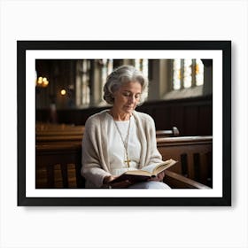 An Adult Woman Likely Of An Elderly Age Dressed In A Worn But Warm White Cardigan Engaging In A S 2 Art Print