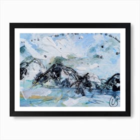 Mountain Landscape Bright Blue Art Print