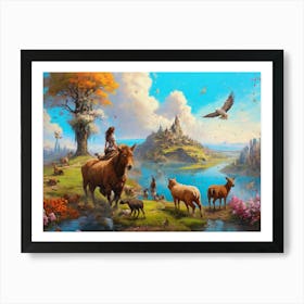 Girl And Her Horse 1 Art Print