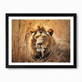 African Lion Eye Level Realism 3 Art Print