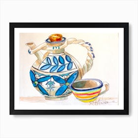 Blue Italian Pottery Jug Art Print