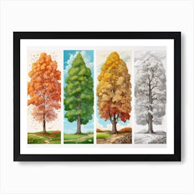 Autumn Tree Set Art Print