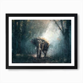 Elephant Impressionist Digital Pianting Art Print