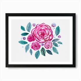 Watercolor Rose Bouquet Art Print