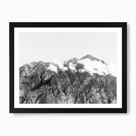 Black And White Mountain Range With Some Clouds In Pakistan Art Print