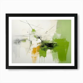 Modern Abstract Painting In Green White And Burned Senna. Leaving room print art Art Print