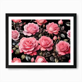 Default A Stunning Watercolor Painting Of Vibrant Pink Roses B 2 (1) Art Print