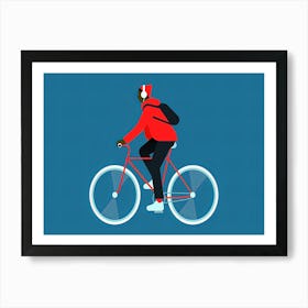 Man Riding A Bike Art Print