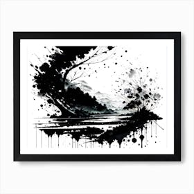 Black And White Ink Painting Art Print