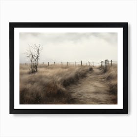 Vintage Farm Fence Painting Art Print