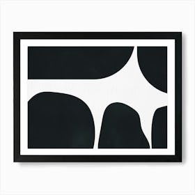 Black and White Abstract Mid-century Modern Artwork Geometric Shapes Art Print