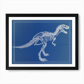 Oviraptor Skeleton Hand Drawn Blueprint 2 Art Print