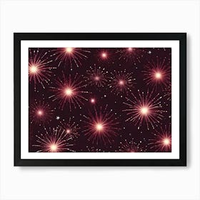 Abstract Pattern Of Pink Fireworks Bursting Against A Dark, Starry Background 1 Art Print