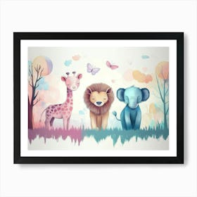 Art With Animals and Pastel Colors Art Print