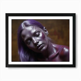 Woman Covered In Purple Paint Art Print