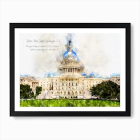 Capitol, Washington DC, Watercolor Affiche